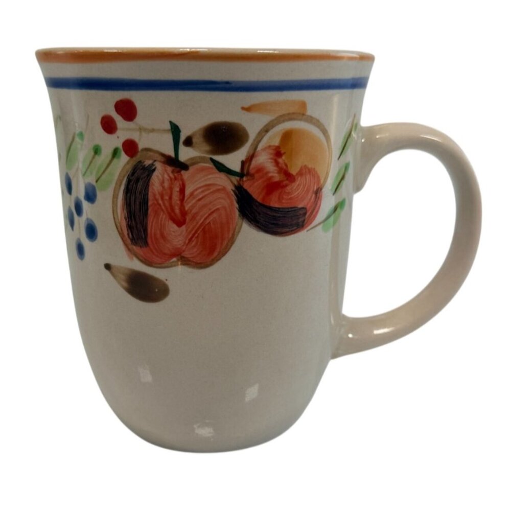 Vintage Royal Norfolk Apple Ceramic Coffee Mug Fruit Motif Gold Blue Band